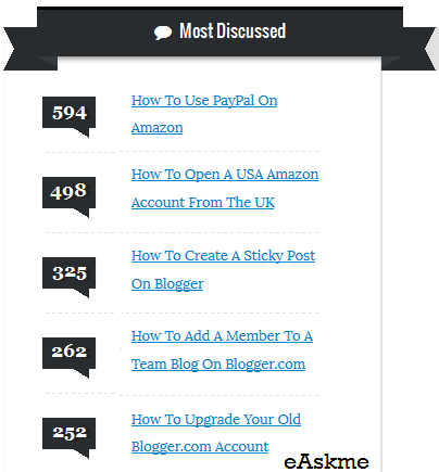 Popular Most Commented Posts Widget for Blogger with Comment bubbles : eAskme