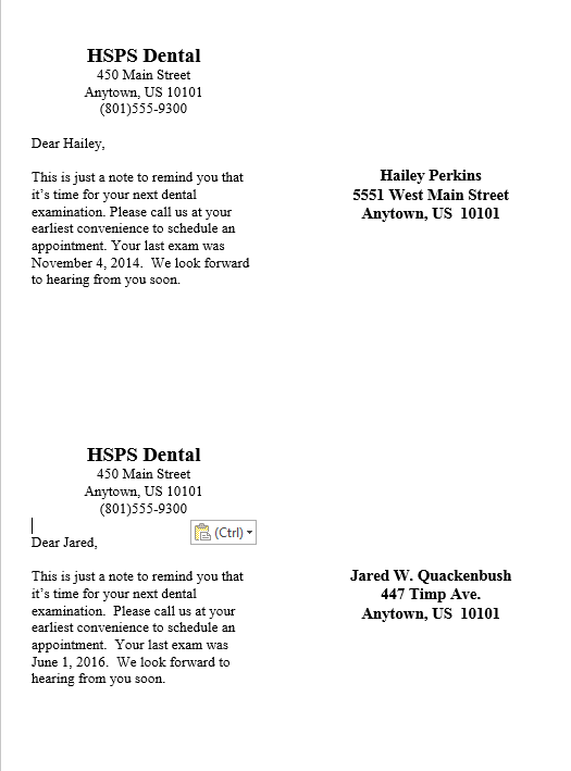 Dentist Appointment Reminder Cards - Ehr Setup Education Resources And Triggers.