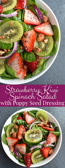 Strawberry Kiwi Spinach Salad with Poppy Seed Dressing recipe