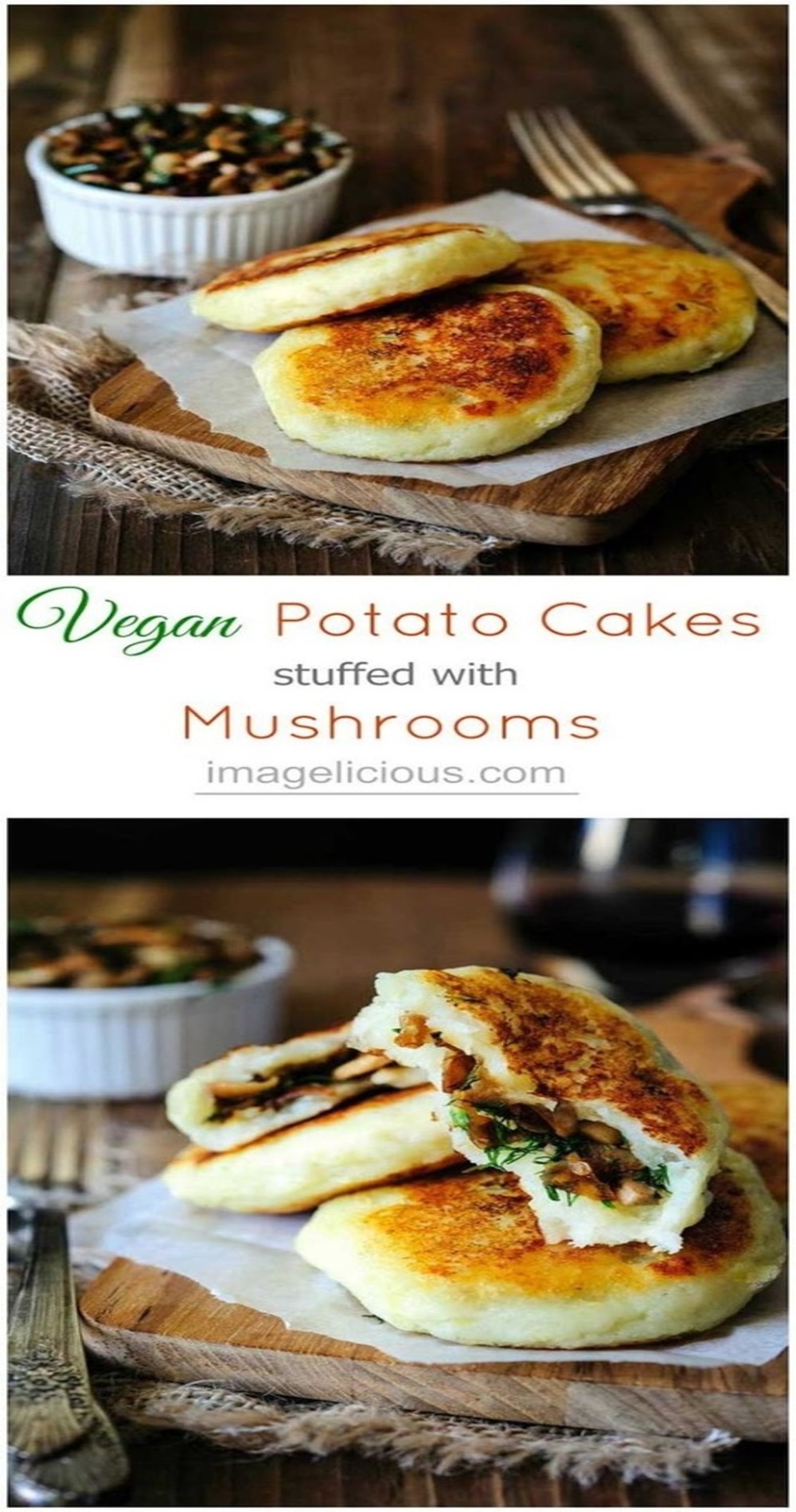 Vegan Potato Cakes stuffed with Mushrooms