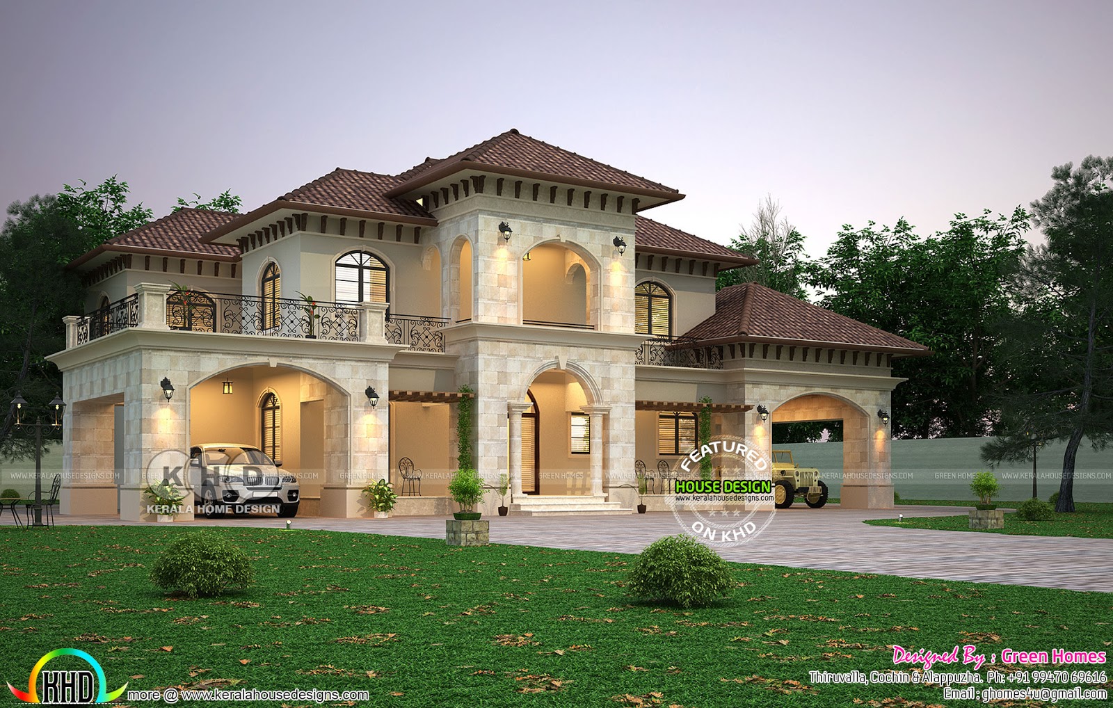 Mediterranean Style 4 Bedroom House Rendering 413 Square Meter Kerala mediterranean-style-4-bedroom-house-rendering-413-square-meter-kerala