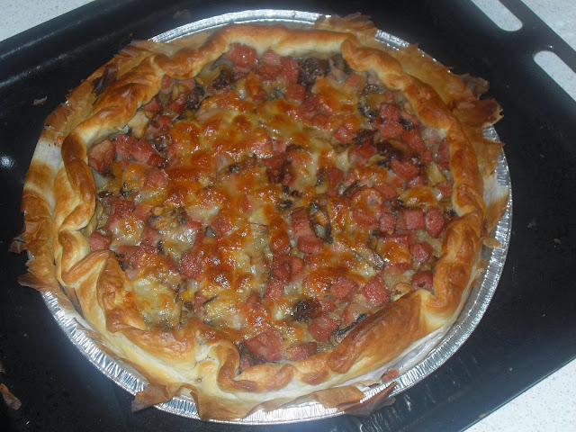 torta rustica funghi e mortadella