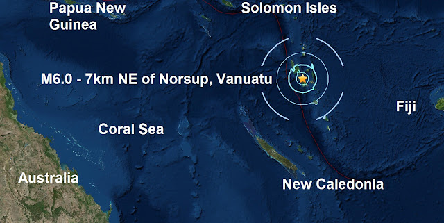 A mag 6.0 - 7km NE of Norsup, Vanuatu is the 99th major quake of 2016 Untitled