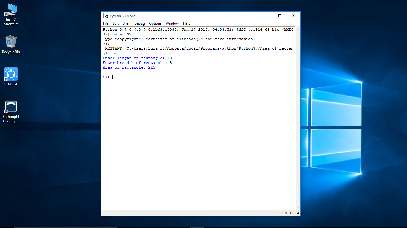 Programs of Python Based on Class and Objects