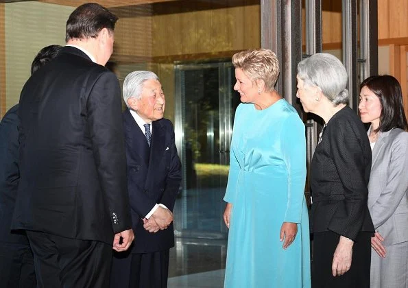 Emperor Akihito and Empress Michiko met President Juan Carlos Varela and Lorena Castillo. Takashimaya Nihonbashi department store in Chuo