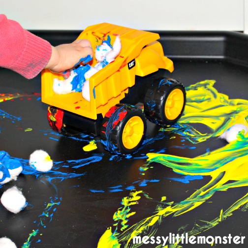 Painting with Toy Cars Process Art Messy Little Monster