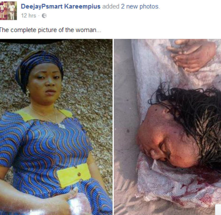Photo of woman who was beheaded by ritualists in Ikorodu.
