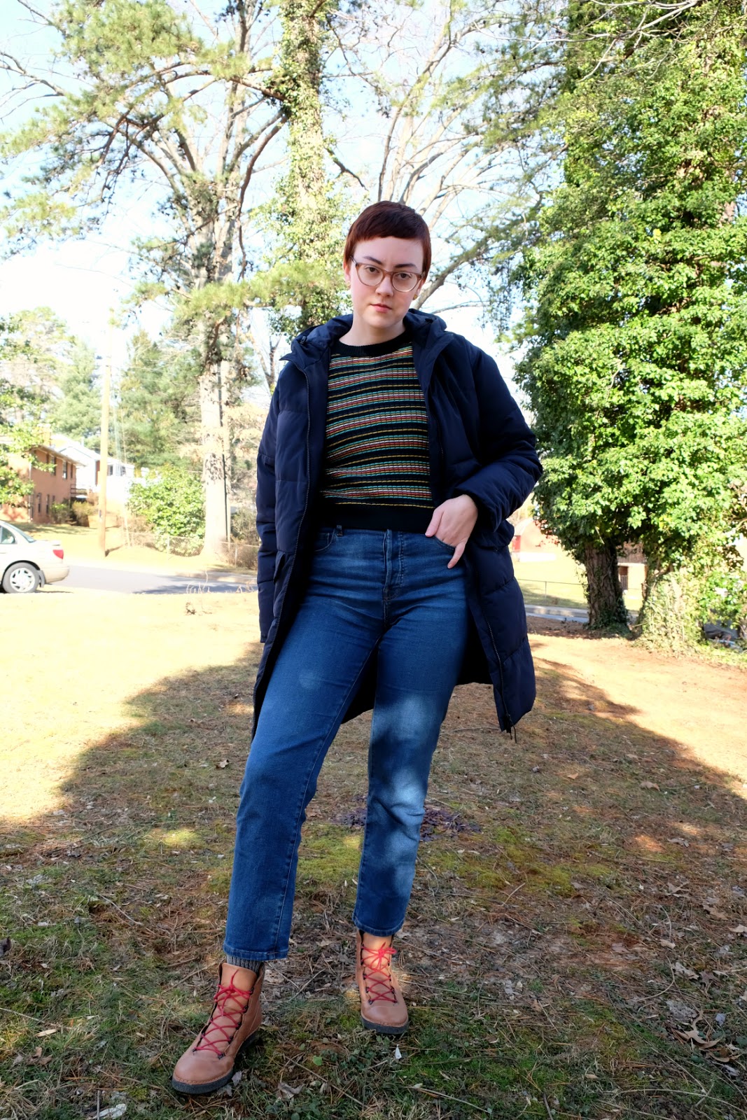 ethical outfit 1980s inspired striped sweater and everlane puffer stylewise-blog.com ethical outfit 1980s inspired striped sweater and everlane puffer stylewise-blog.com