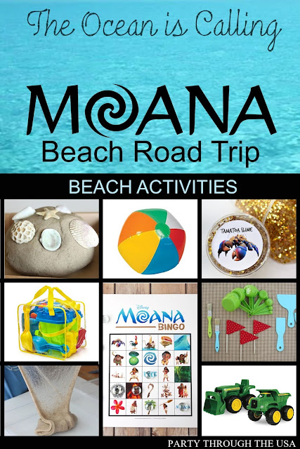 How to Plan a Moana Themed Road Trip // Party Through the USA // family road trips // party food // costumes // themed car activities // beach fun // beach party for kids