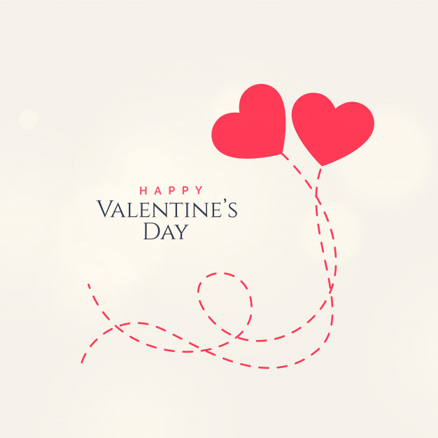 Sweet valentine's day card design with two floating hearts Free Vector