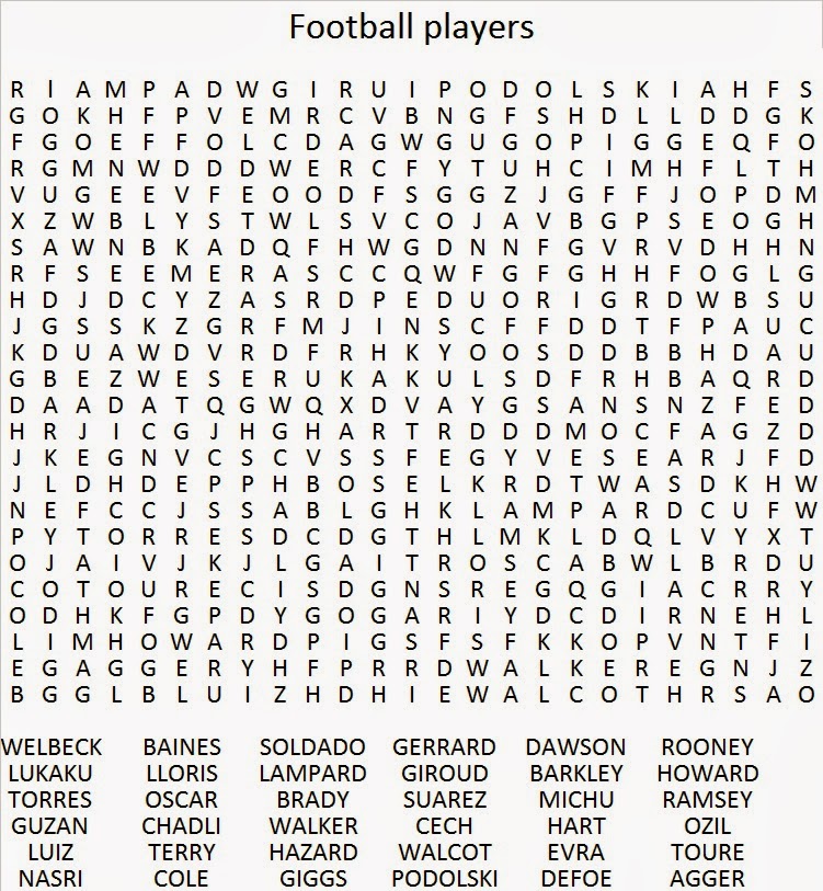 Daily Wordsearches Oliver s Word Search For Famous Footballers Daily Wordsearches Oliver s Word Search For Famous Footballers