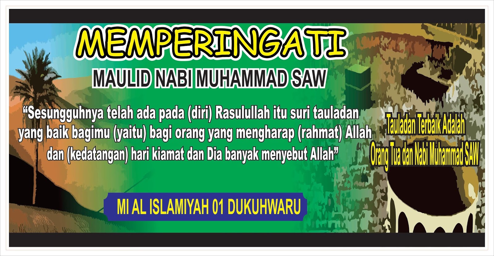 Contoh Desain Banner / Spanduk Maulid Nabi Muhammad SAW DODO GRAFIS