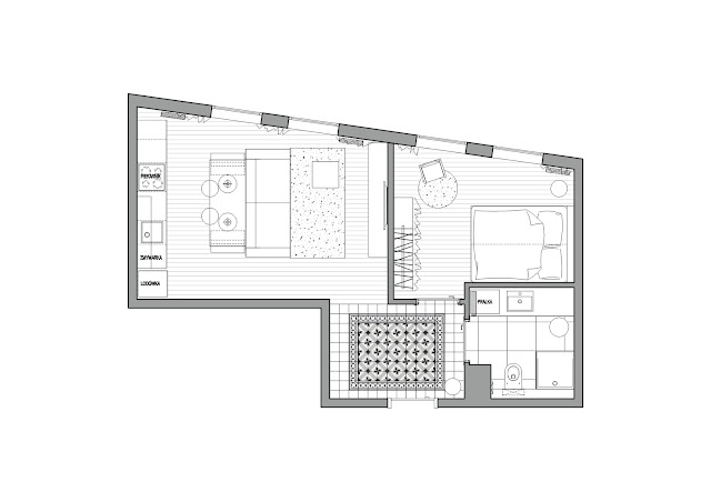 apartamento 42 m², decoração com cinza, mandalas e pallets. Blog Achados de 