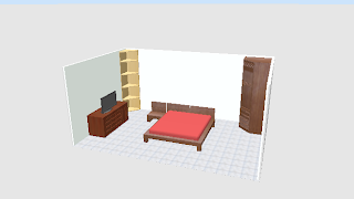 kamar tidur minimalis yang sudah dilengkapi furniture dan elektronik