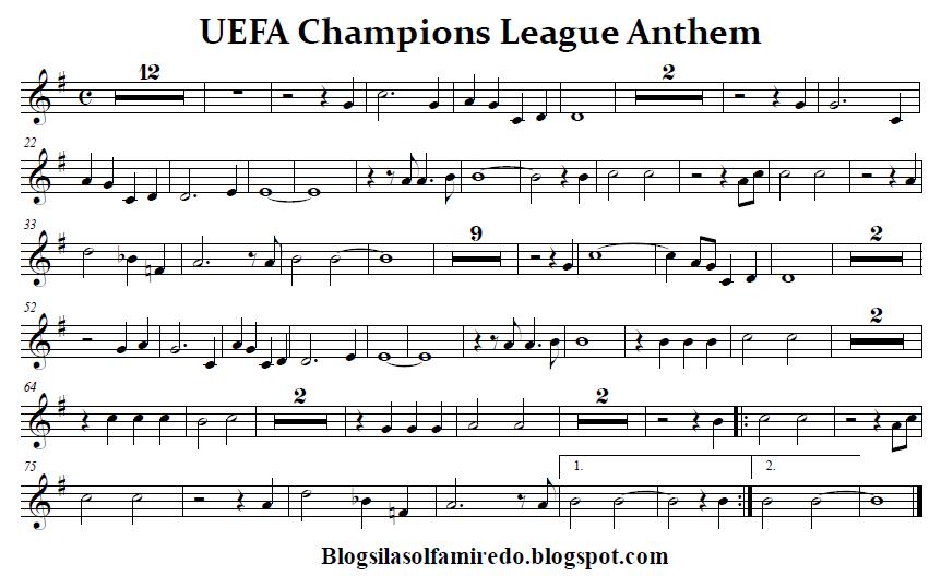 Partitura del Himno de la UEFA League