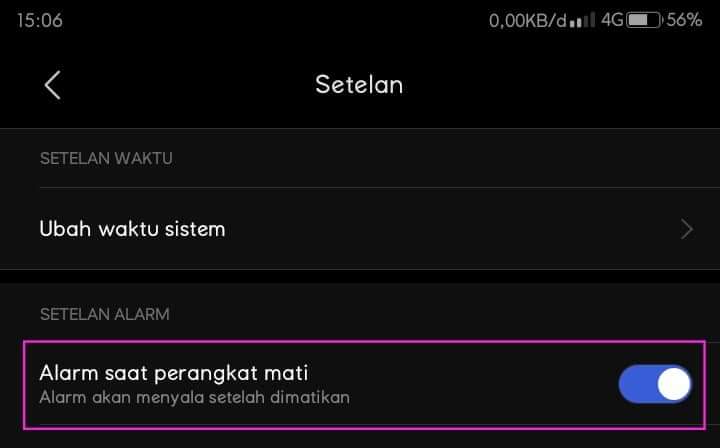 ara agar alarm tetap hidup saat hp mati samsung ?