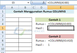 columns function in excel 