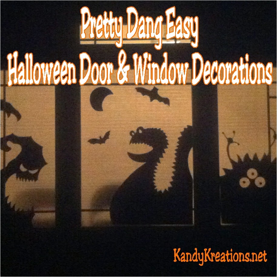 Dress your home up for Halloween with these fun and easy Halloween door decorations and window decorations.  These Halloween decorations are made with poster board and Halloween Monster eyes to create fun and eye popping Halloween door decorations, while the monster silhouette shapes create a non-scary Halloween window decoration with ease.