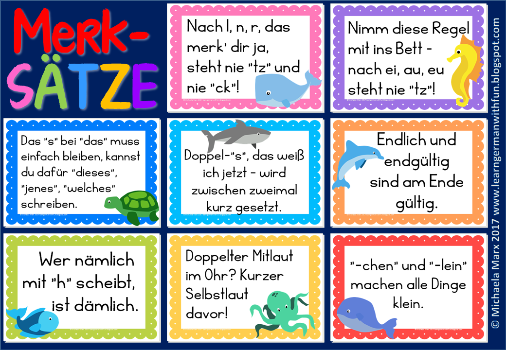 Learn German with fun Merksätze und Eselsbrücken Poster