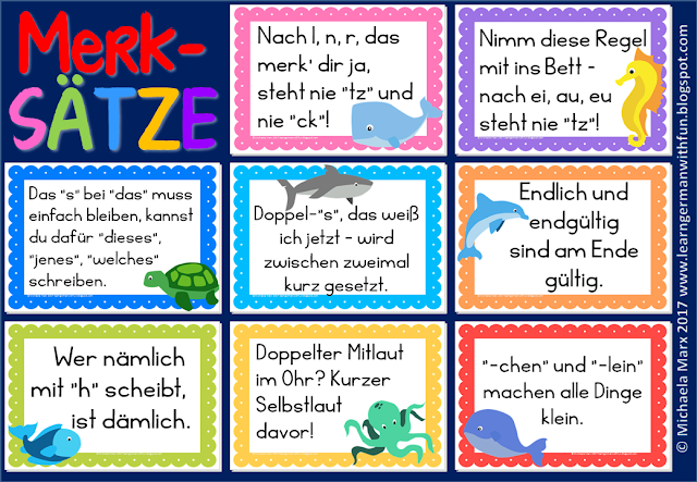 Merksätze für den Deutschunterricht in der Grundschule. Passend auch für DaF.