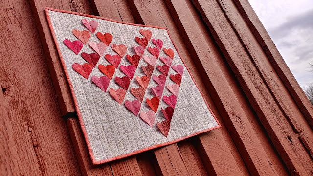 3D heart mini quilt