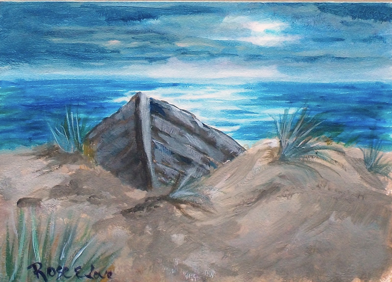 to Rose Ennocenti Love's Blog Moon Boat; Acrylic; 5x7; Art Panel