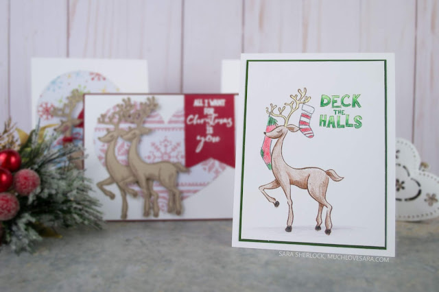Clean and Simple handstamped Christmas Card - created using the Fun Stampers Journey Merry Everything Stamp Set.  