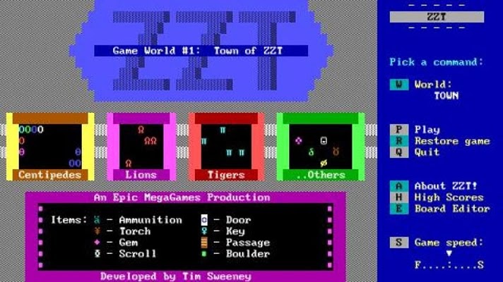 ZZT - первая игра в истории Epic Games ZZT начало истории Epic Games