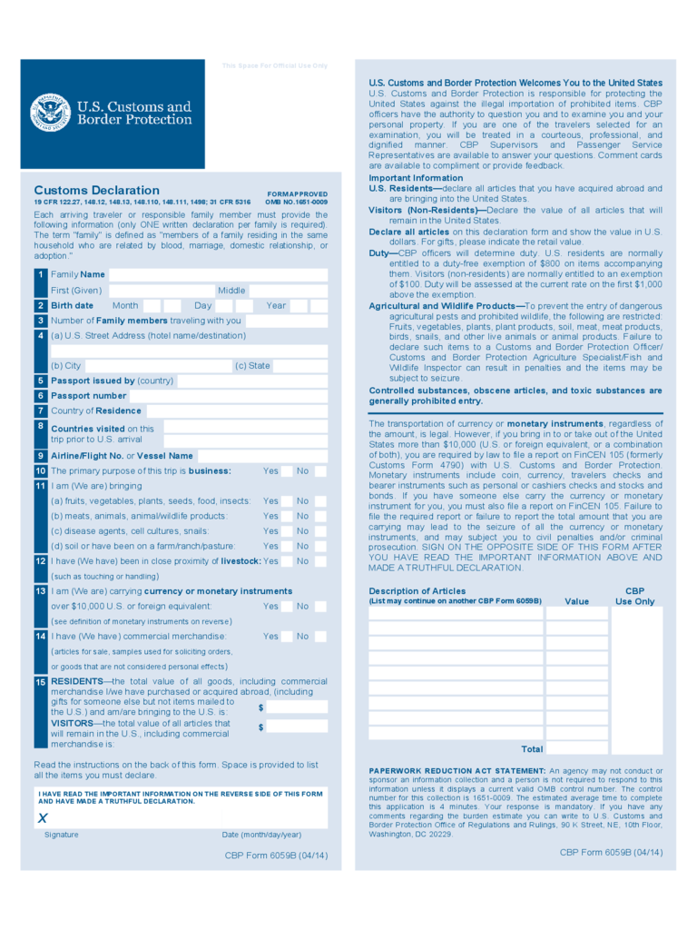 rodz online dicas de viagem us custom declaration form