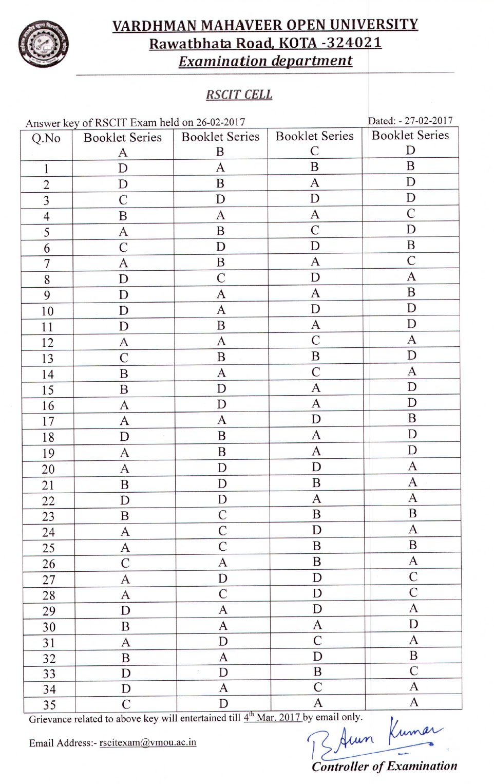 rscit exam answer key 2018 rkcl rscit answer sheet question booklet exam answer sheet