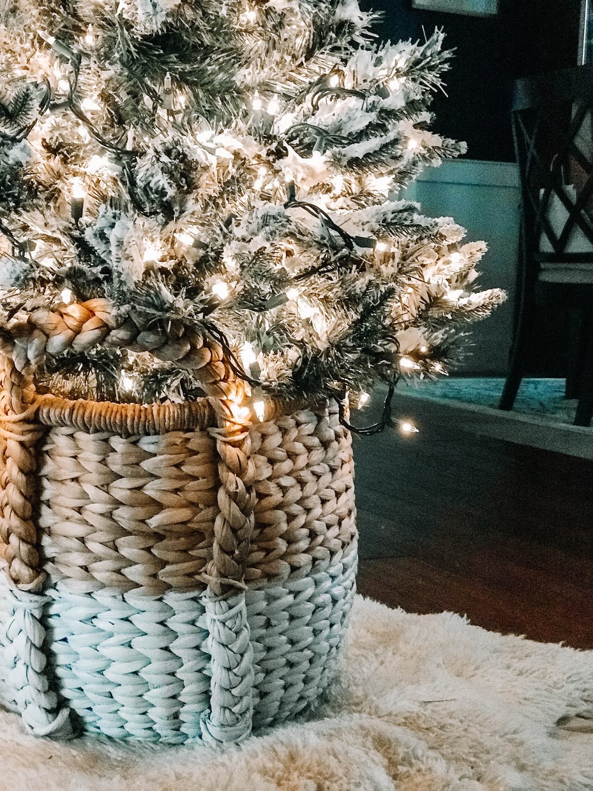 DIY Flocked Christmas Tree Using Supplies from the Dollar Store