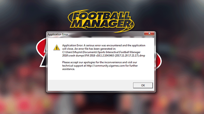 Football Manager Application Stopped Working (Crash Dump) Error Fix