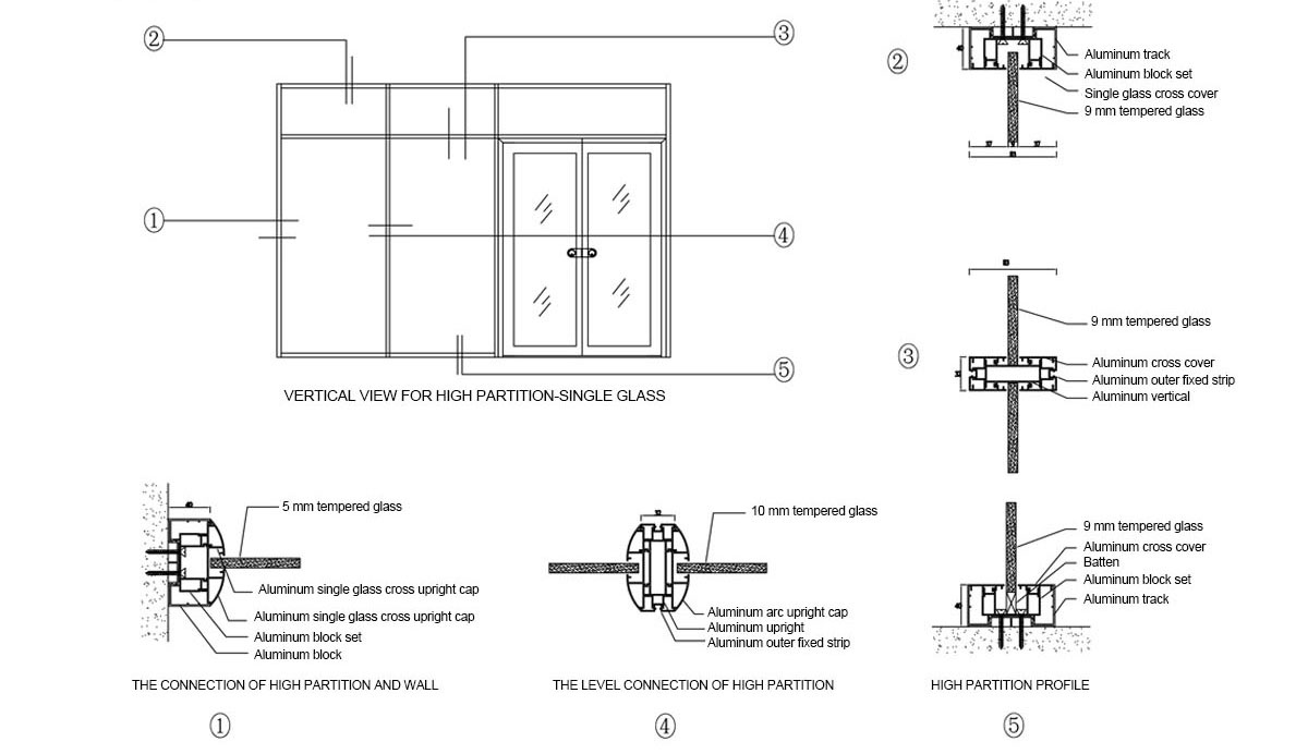 glass partition Popular office single glass partition