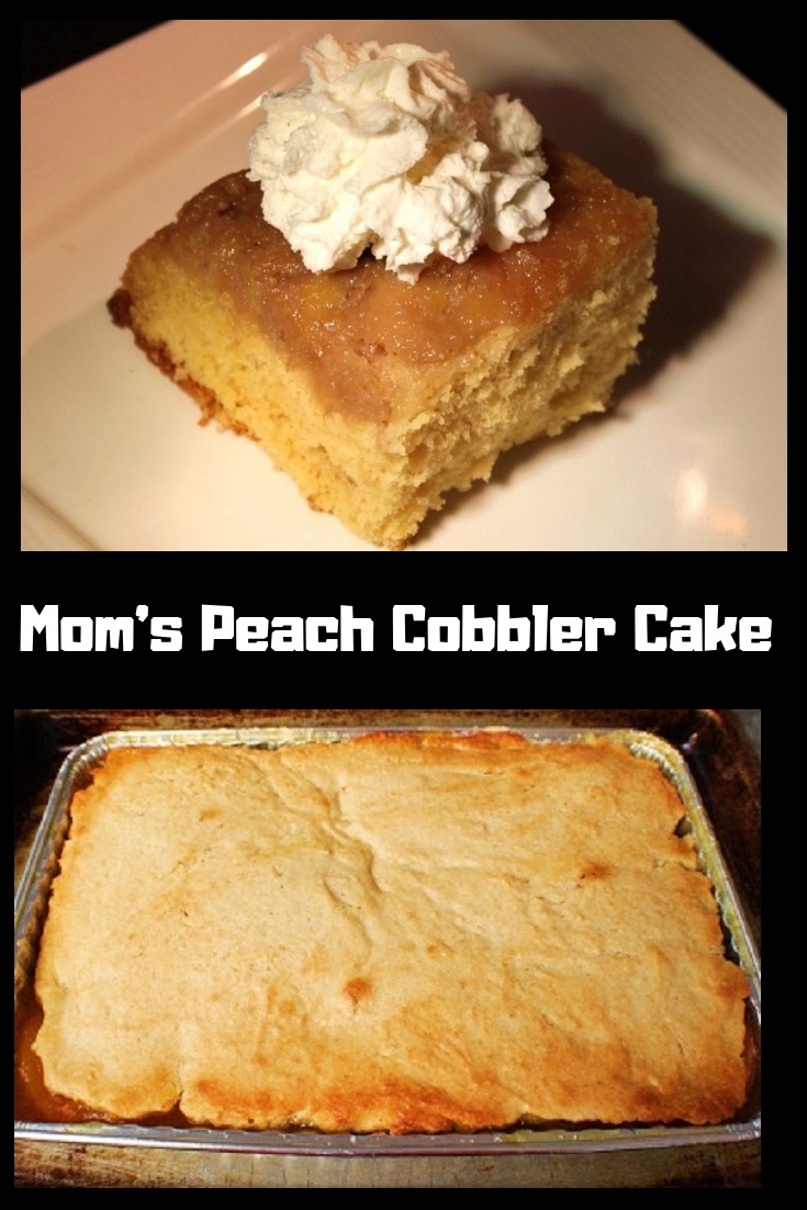 this is how to make a peach cobbler from homemade pantry items. This peach cobbler has a homemade cake base with a delicious peach pie filling on top with a garnish of whipped cream