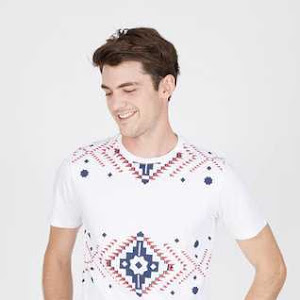 Men Aztec Tshirt White