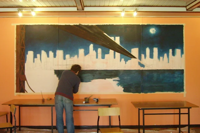 malowanie obrazu na ścianie w barze, aranżacja ściany w dyskotece, mural 3D.