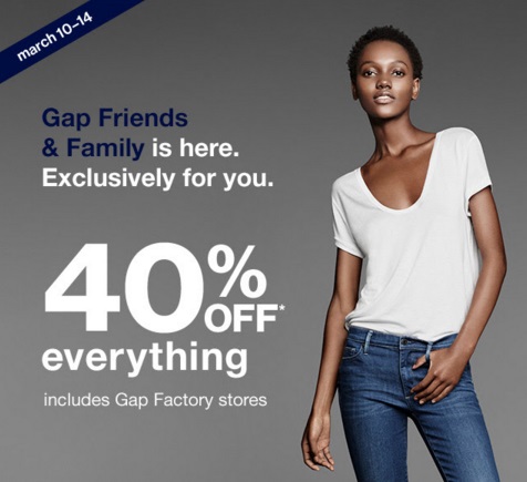 Gap 40% Off Friends & Family Event Promo Code