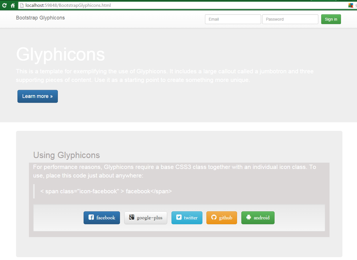 The MVC Club Bootstrap Tutorial Lesson 2 Icons and Glyphicons