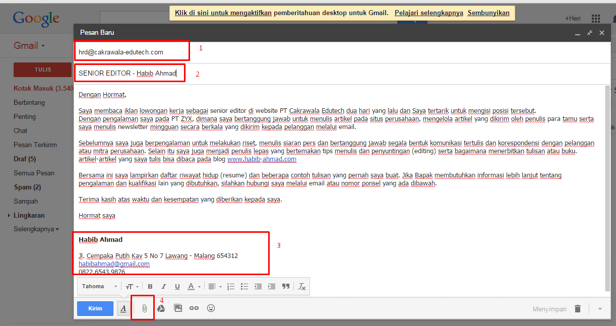 Contoh Surat Lamaran Kerja Via Email Secara Resmi Yang Baik