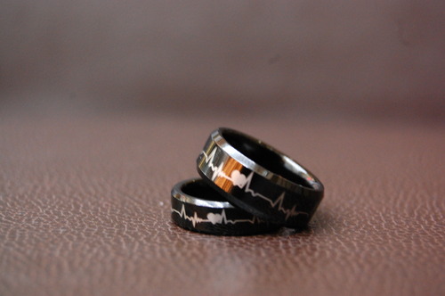 His and  Hers Black Tungsten Carbide Rings Set with Forever Love Design Consumer Submitted