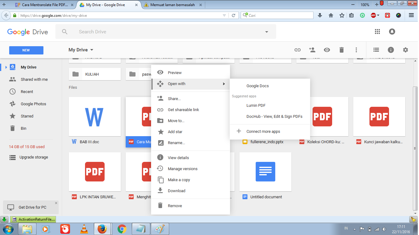 Cara menterjemahkan/ translate dokumen menggunakan google drive