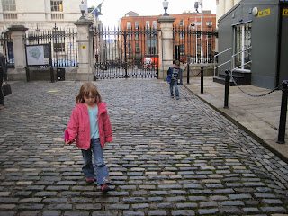 Children inside Dublin Castle grounds