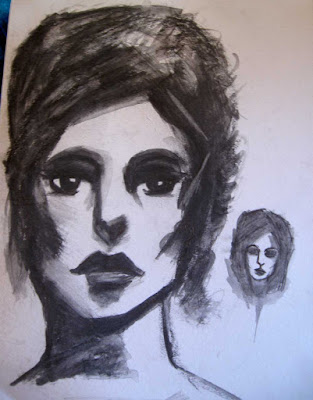 Sketch of woman's head using ArtGraf Water Soluble Graphite