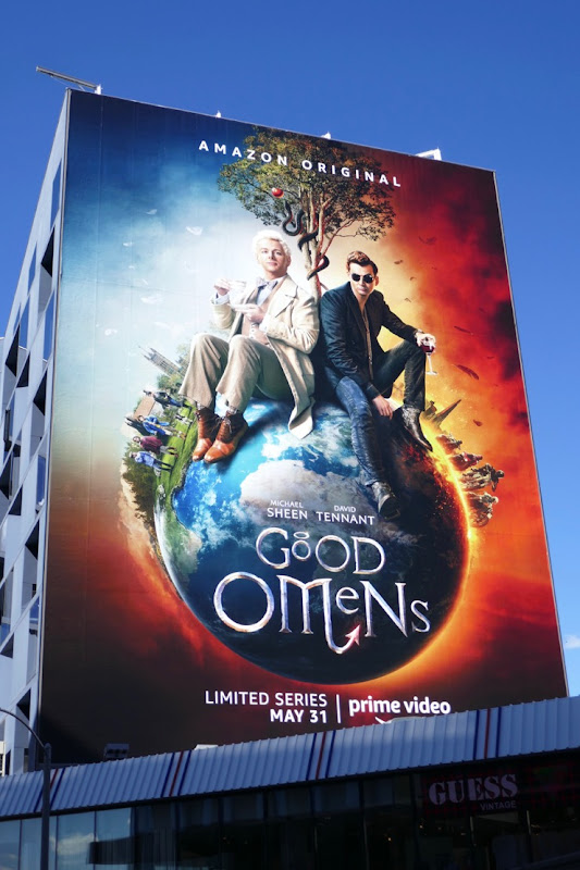 Giant Good Omens series premiere billboard Good Omens series premiere billboard