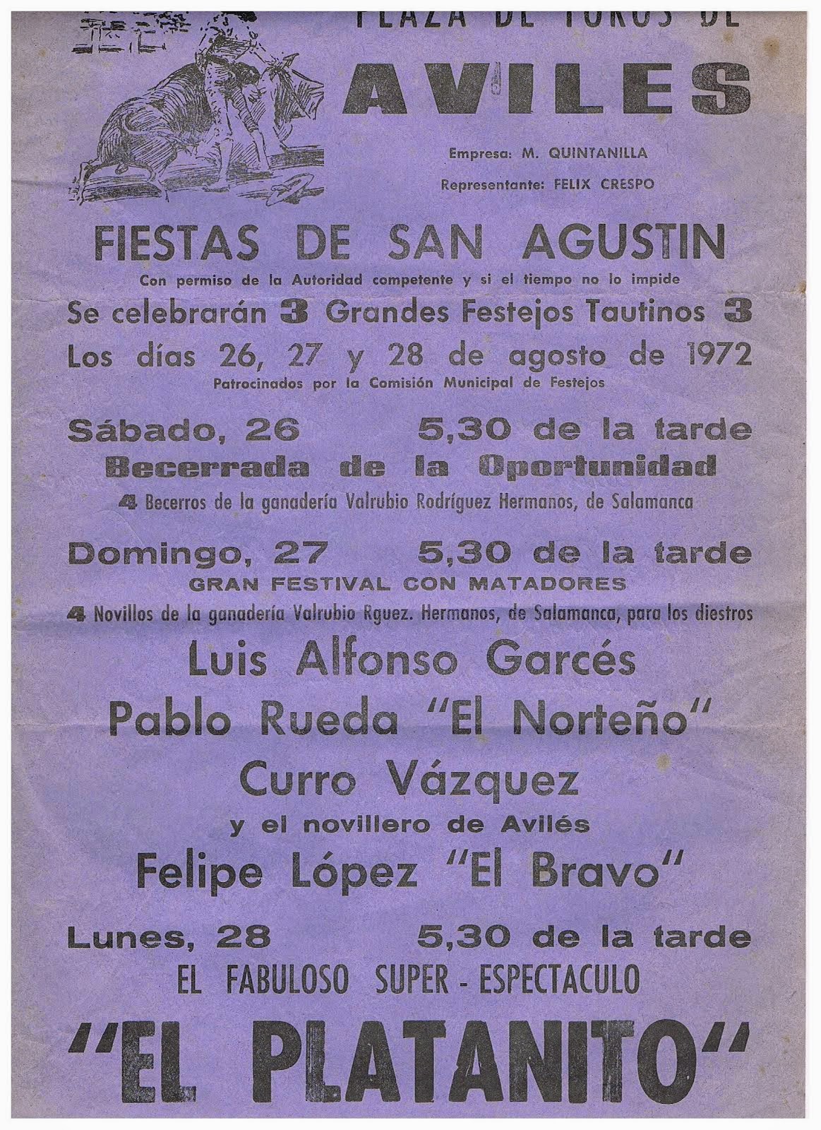 CARTEL DE TOROS DE AVILÉS