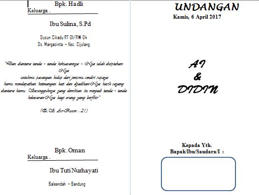 Contoh Surat Undangan Pernikahan Simpel Menggunakan Microsoft Word Tukang Ngetik