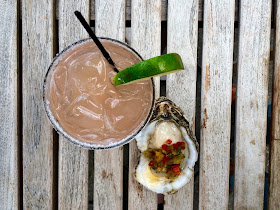 The Fresh Grapefruit Margarita and Cucumber Mignonette at Jolie Pearl Oyster Bar