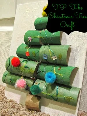 recycled paper tube christmas tree craft
