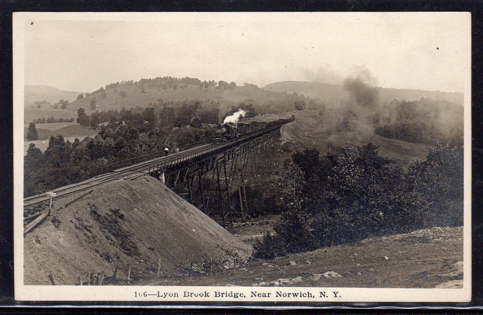 Vintage Railroad Pictures Lyon Brook Bridge near Norwich, N.Y.