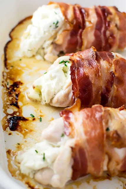 BACON WRAPPED CREAM CHEESE STUFFED CHICKEN